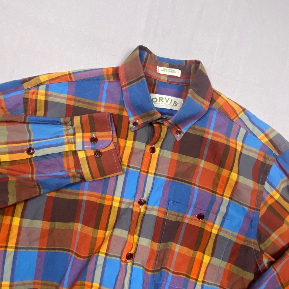 Orvis Sporting Traditions Plaid Button Down Shirt Mens Large Multicolor Portugal